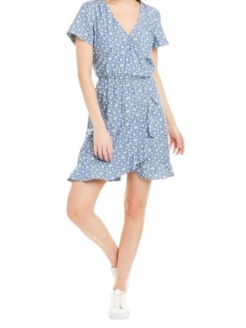 J. Crew Blue Floral Wrap Mini Dress